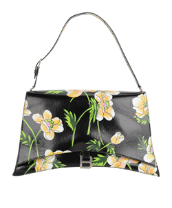 Large Floral Crush, Leather, Black/Green/Yellow, 535269, DB, 2*